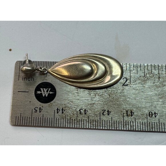 Estate Sterling Silver 925 Italy Retro Teardrop Stud Earrings EZ Push Backs - Picture 7 of 8